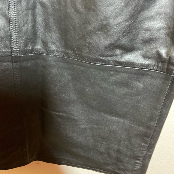 MODA A'PARTENIA VINTAGE BLACK LEATHER MIDI SKIRT.size 40 EU - Picture 8 of 15